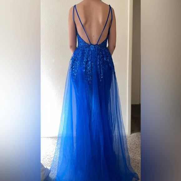 Elegant Royal Blue Long Dress - Picture 2 of 2